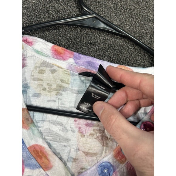 New Ali Miles Blouse Top Womens Large Colorful Boho Polka Dot AOP Tie Dye V-Neck - Picture 6 of 8